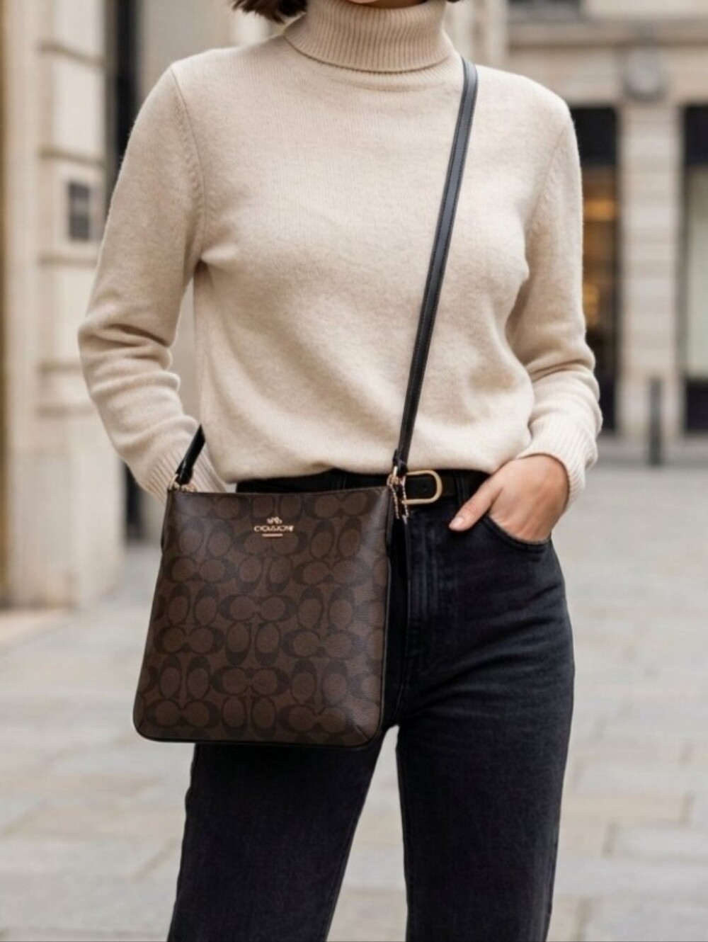 Coach Signature Canvas Crossbody Bag in Brown/Black